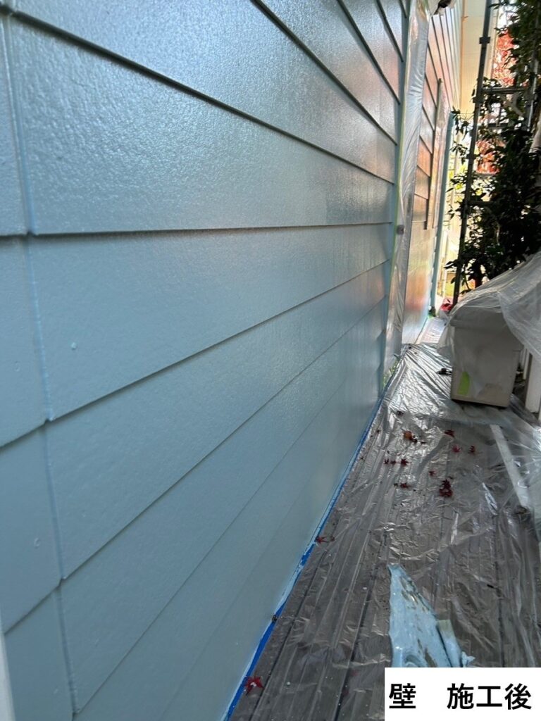 外壁の塗装後です。汚れを落とし下地処理し3回しっかりと塗装することによりよりきれいに強く仕上がりました。